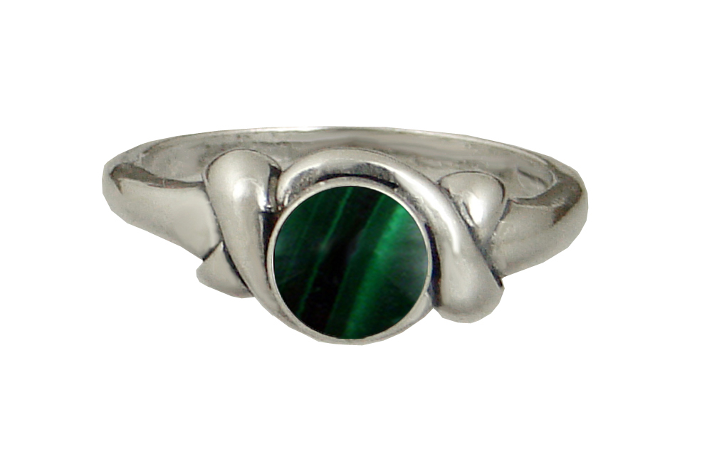 Sterling Silver Lover's Knot Ring With Malachite Size 7